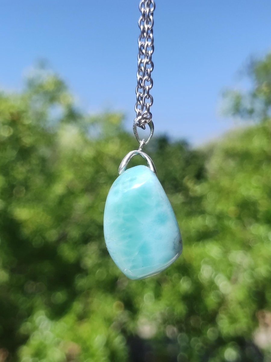 Larimar - Edelstein Kette 925 Sterling Silber Frau Schmuck Edel Antik Vintage Heilstein Rarität Meer Himmel blau Geschenk Frau Freundin Sie - Art of Nature Berlin