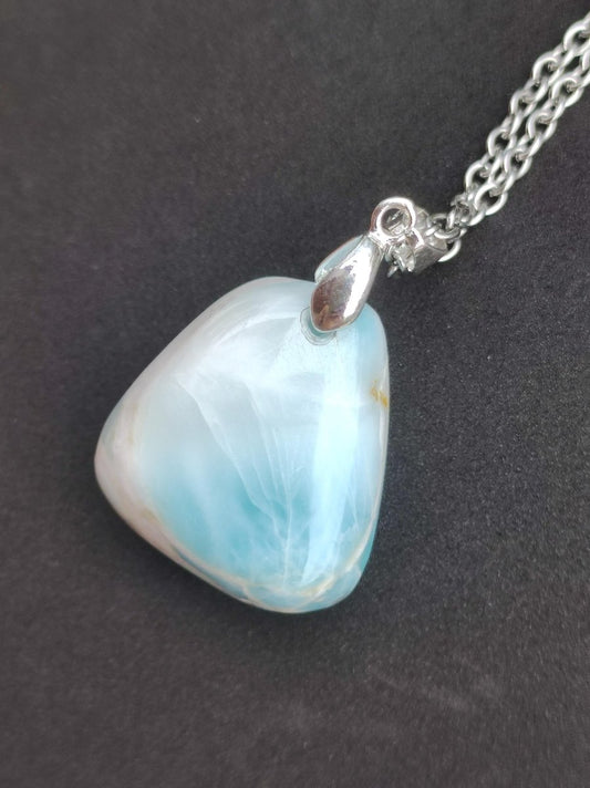 Larimar - Edelstein Kette 925 Sterling Silber Frau Schmuck Edel Antik Vintage Heilstein Rarität Meer Himmel blau Geschenk Frau Freundin Sie - Art of Nature Berlin