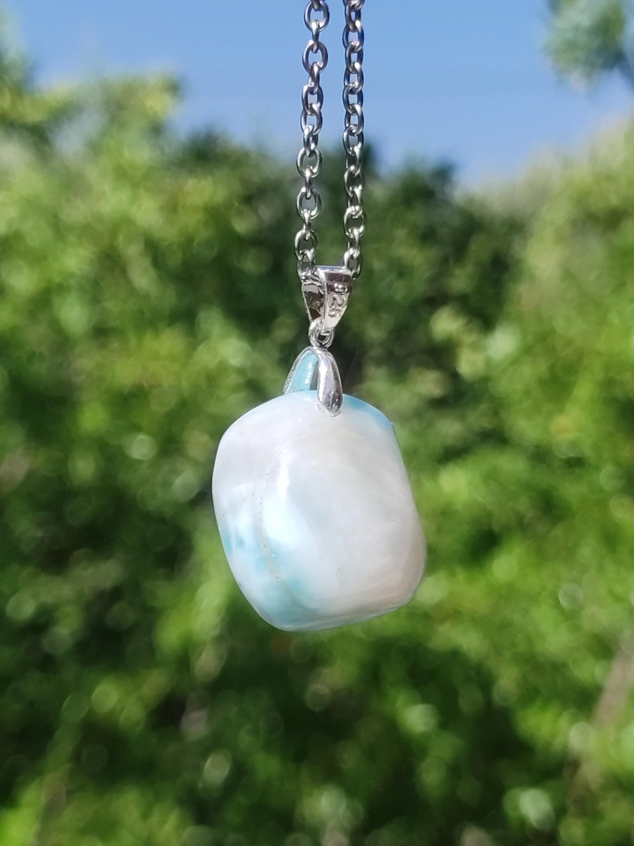 Larimar - Edelstein Kette 925 Sterling Silber Frau Schmuck Edel Antik Vintage Heilstein Rarität Meer Himmel blau Geschenk Frau Freundin Sie - Art of Nature Berlin