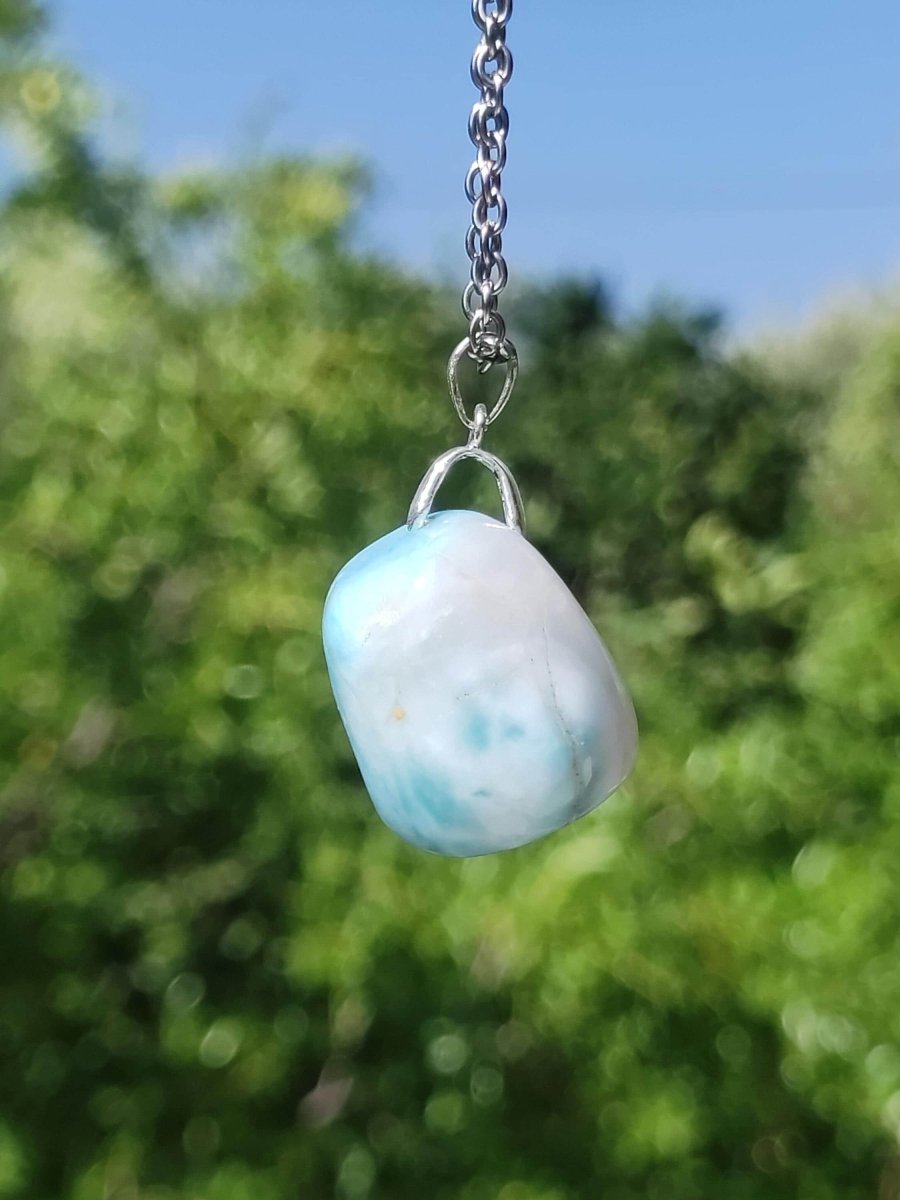 Larimar - Edelstein Kette 925 Sterling Silber Frau Schmuck Edel Antik Vintage Heilstein Rarität Meer Himmel blau Geschenk Frau Freundin Sie - Art of Nature Berlin