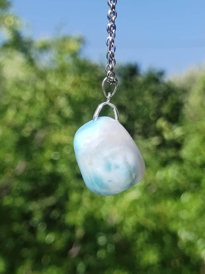 Larimar - Edelstein Kette 925 Sterling Silber Frau Schmuck Edel Antik Vintage Heilstein Rarität Meer Himmel blau Geschenk Frau Freundin Sie - Art of Nature Berlin