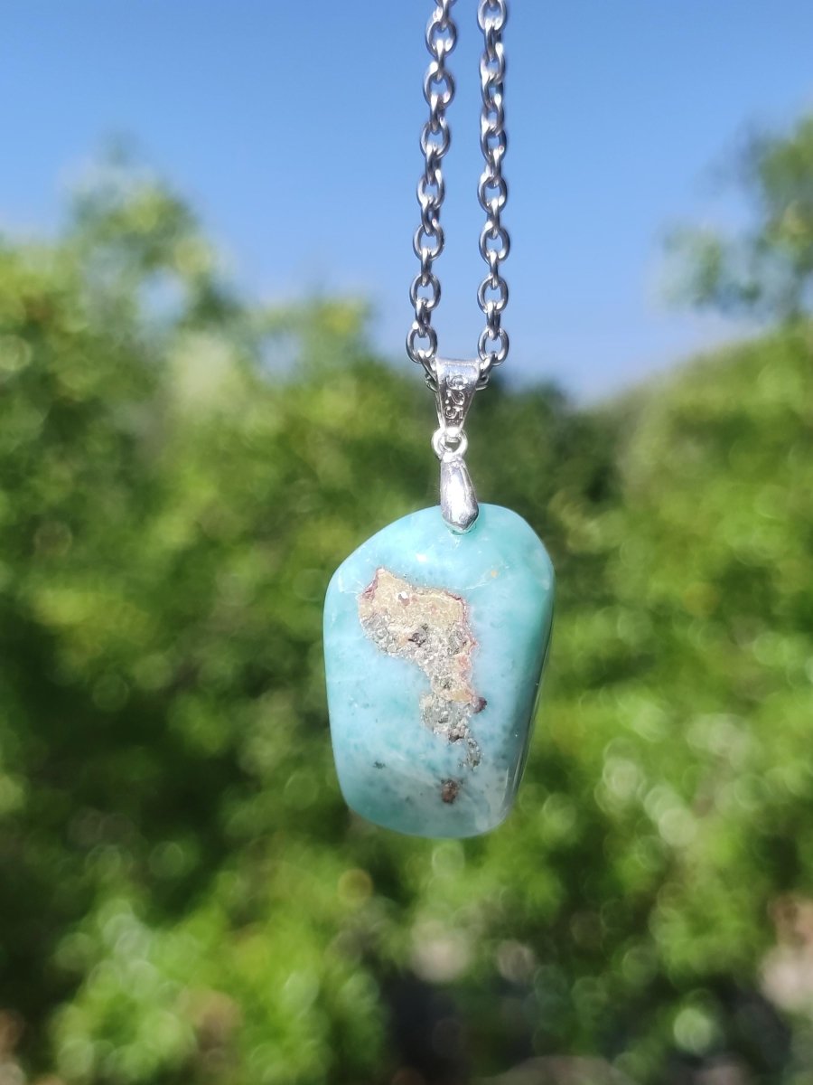 Larimar - Edelstein Kette 925 Sterling Silber Frau Schmuck Edel Antik Vintage Heilstein Rarität Meer Himmel blau Geschenk Frau Freundin Sie - Art of Nature Berlin