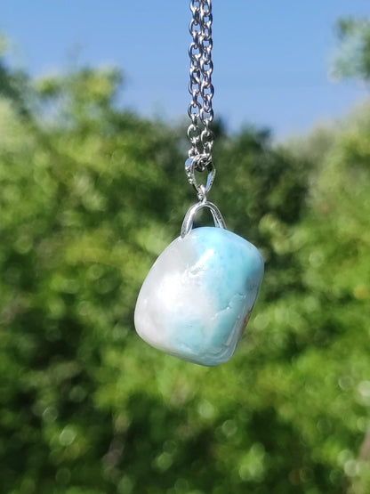 Larimar - Edelstein Kette 925 Sterling Silber Frau Schmuck Edel Antik Vintage Heilstein Rarität Meer Himmel blau Geschenk Frau Freundin Sie - Art of Nature Berlin