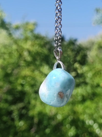 Larimar - Edelstein Kette 925 Sterling Silber Frau Schmuck Edel Antik Vintage Heilstein Rarität Meer Himmel blau Geschenk Frau Freundin Sie - Art of Nature Berlin