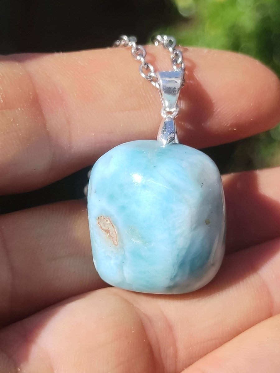 Larimar - Edelstein Kette 925 Sterling Silber Frau Schmuck Edel Antik Vintage Heilstein Rarität Meer Himmel blau Geschenk Frau Freundin Sie - Art of Nature Berlin