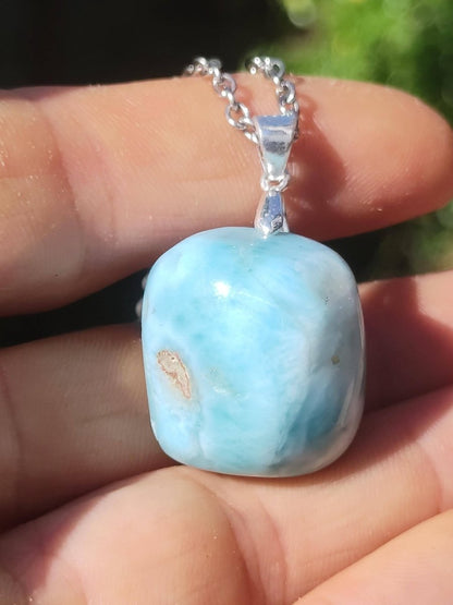 Larimar - Edelstein Kette 925 Sterling Silber Frau Schmuck Edel Antik Vintage Heilstein Rarität Meer Himmel blau Geschenk Frau Freundin Sie - Art of Nature Berlin