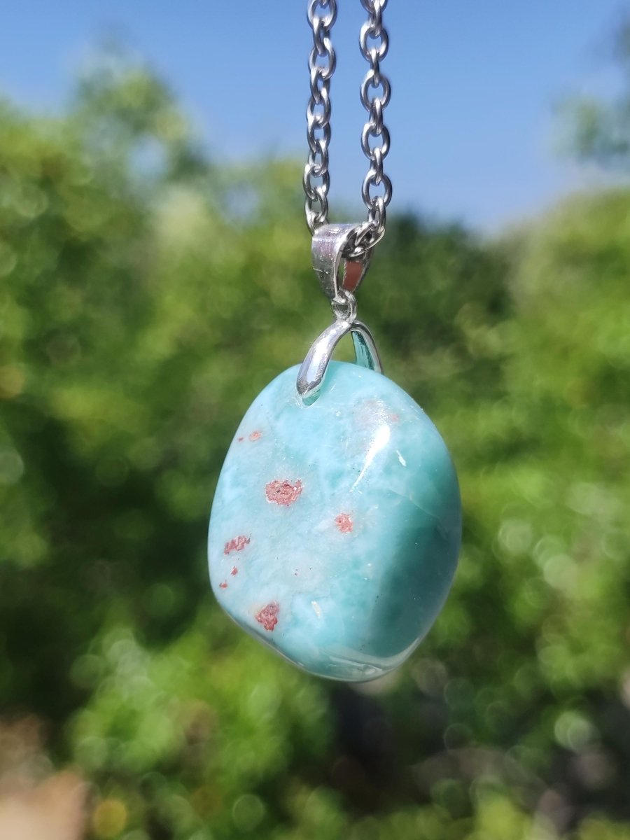 Larimar - Edelstein Kette 925 Sterling Silber Frau Schmuck Edel Antik Vintage Heilstein Rarität Meer Himmel blau Geschenk Frau Freundin Sie - Art of Nature Berlin