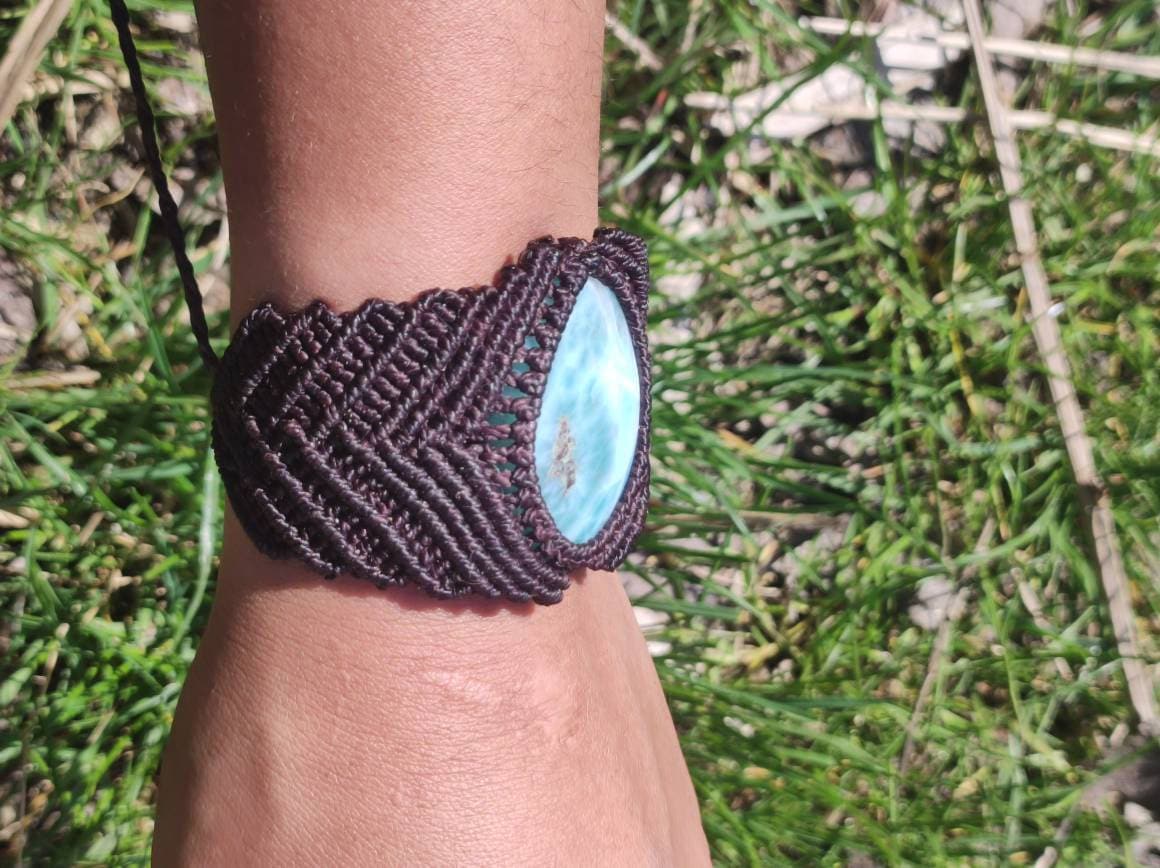 Larimar ~ Edelstein Makramee Armband ~ GOA ~ Hippie ~Boho ~Ethno ~Indie ~Nature ~Heilstein - Art of Nature Berlin