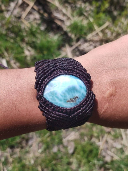 Larimar ~ Edelstein Makramee Armband ~ GOA ~ Hippie ~Boho ~Ethno ~Indie ~Nature ~Heilstein - Art of Nature Berlin