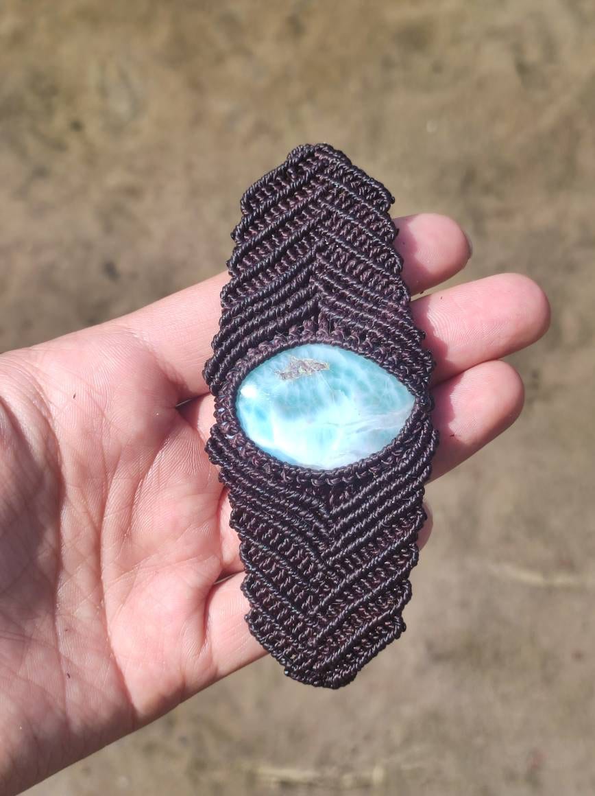 Larimar ~ Edelstein Makramee Armband ~ GOA ~ Hippie ~Boho ~Ethno ~Indie ~Nature ~Heilstein - Art of Nature Berlin