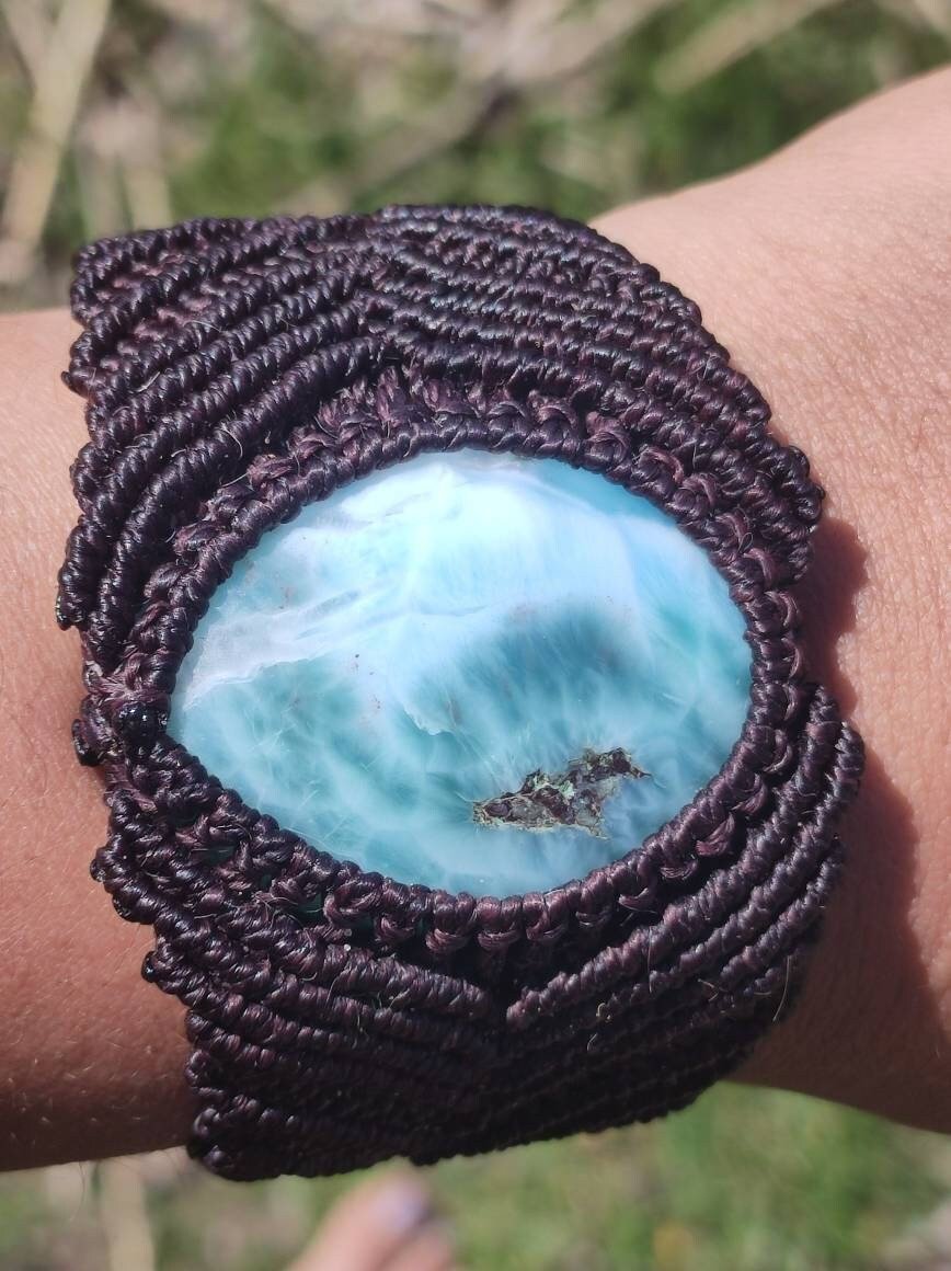 Larimar ~ Edelstein Makramee Armband ~ GOA ~ Hippie ~Boho ~Ethno ~Indie ~Nature ~Heilstein - Art of Nature Berlin