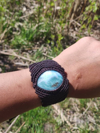 Larimar ~ Edelstein Makramee Armband ~ GOA ~ Hippie ~Boho ~Ethno ~Indie ~Nature ~Heilstein - Art of Nature Berlin