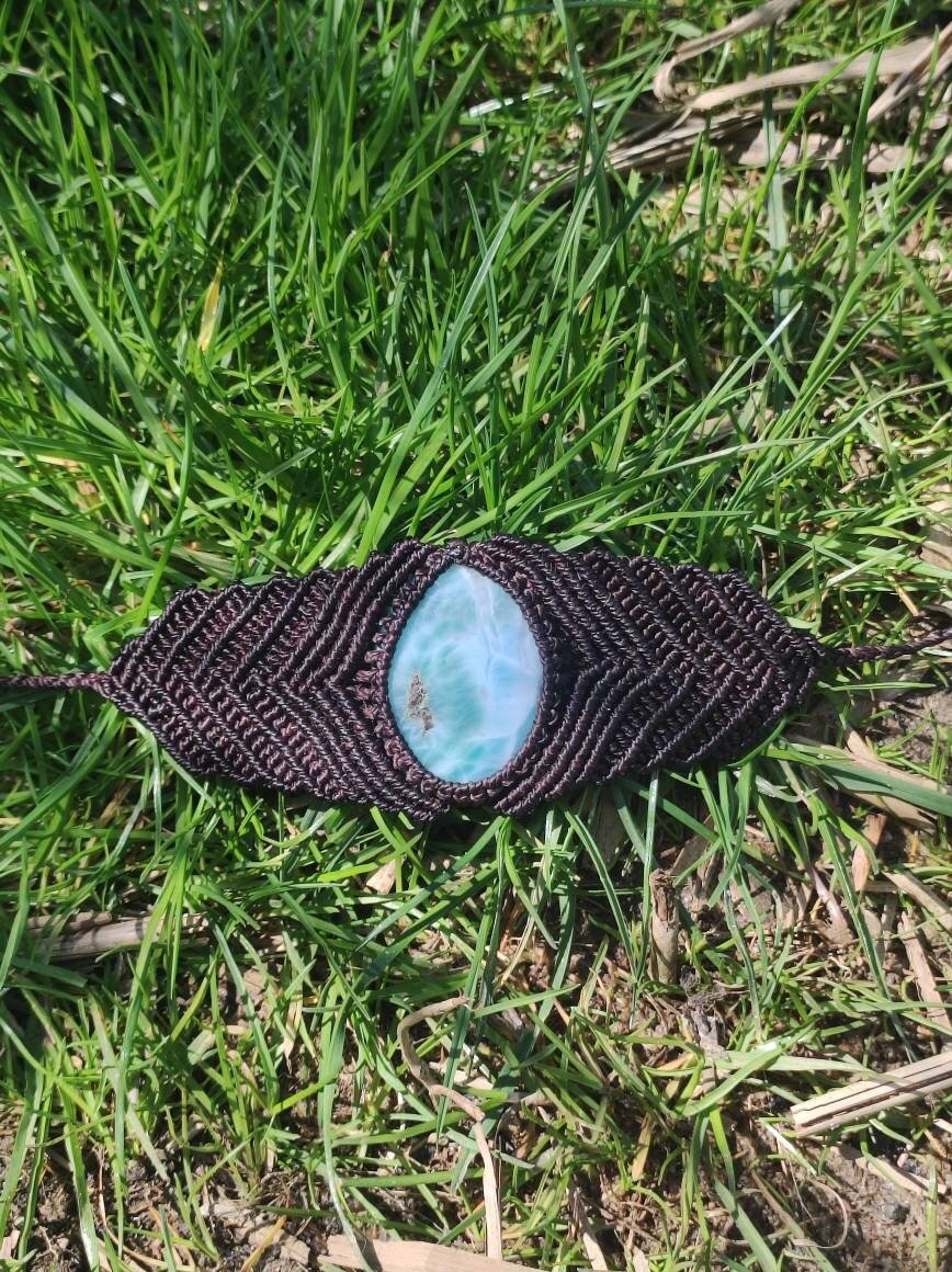 Larimar ~ Edelstein Makramee Armband ~ GOA ~ Hippie ~Boho ~Ethno ~Indie ~Nature ~Heilstein - Art of Nature Berlin