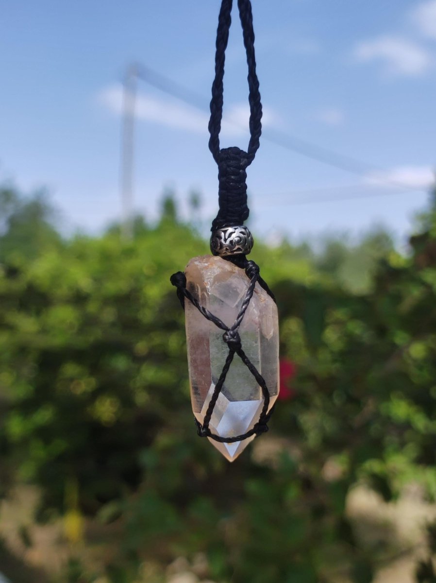 Lemon Quarz ~ Makramee Edelstein Kette ~HIPPIE ~GOA ~Boho ~Ethno ~Nature ~Heilstein ~Flash ~Schimmernd ~Groß ~roh Mineral Rarität - Art of Nature Berlin