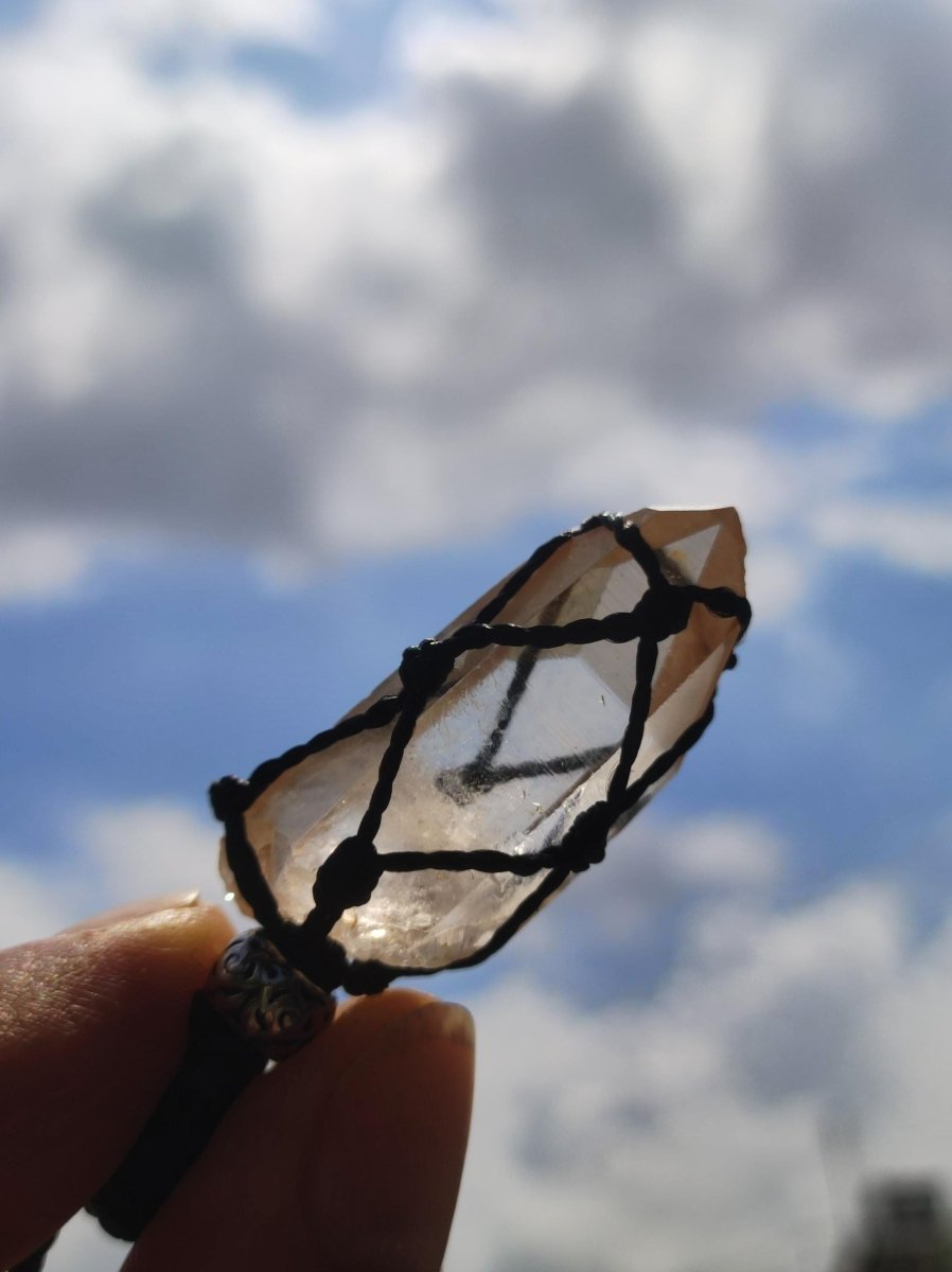 Lemon Quarz ~ Makramee Edelstein Kette ~HIPPIE ~GOA ~Boho ~Ethno ~Nature ~Heilstein ~Flash ~Schimmernd ~Groß ~roh Mineral Rarität - Art of Nature Berlin