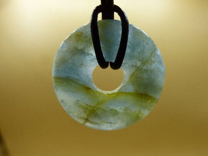 Lemurian Aquatine / Onyx blau / Aragonit Calcit 30mm ~ Edelstein Kette HIPPIE GOA Boho Tibet Ethno Nature Donut Schutzsymbol Heilstein Meer - Art of Nature Berlin