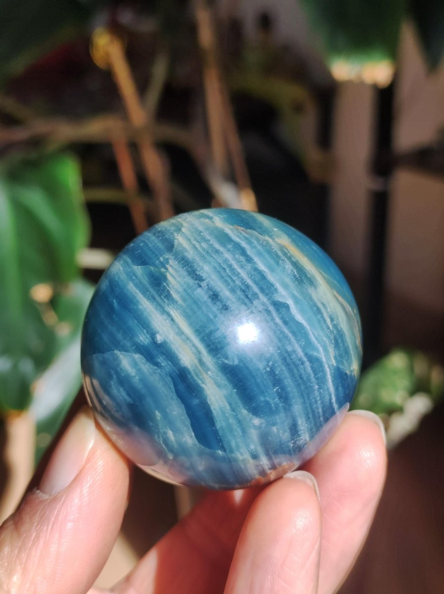 Lemurian Aquatine / Onyx blau / Aragonit Calcit Magische Edelstein Kugel Massage & Deko Sphere Kristall Meditation HIPPIE GOA 1234 - Art of Nature Berlin