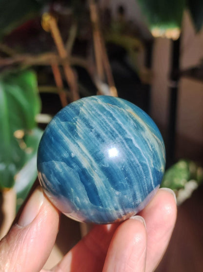 Lemurian Aquatine / Onyx blau / Aragonit Calcit Magische Edelstein Kugel Massage & Deko Sphere Kristall Meditation HIPPIE GOA 1234 - Art of Nature Berlin