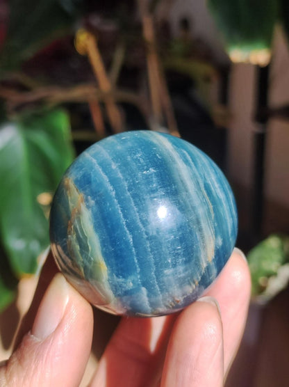 Lemurian Aquatine / Onyx blau / Aragonit Calcit Magische Edelstein Kugel Massage & Deko Sphere Kristall Meditation HIPPIE GOA 1234 - Art of Nature Berlin