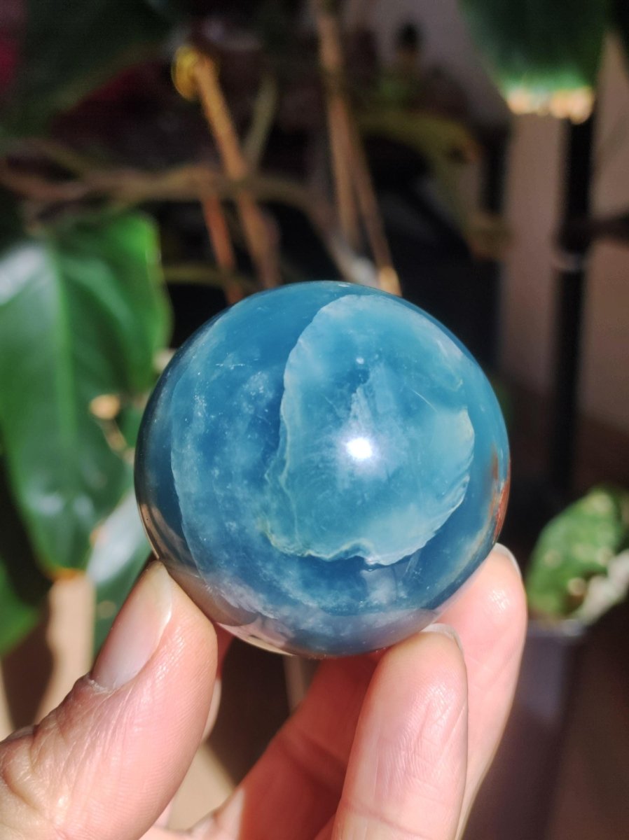 Lemurian Aquatine / Onyx blau / Aragonit Calcit Magische Edelstein Kugel Massage & Deko Sphere Kristall Meditation HIPPIE GOA 1234 - Art of Nature Berlin