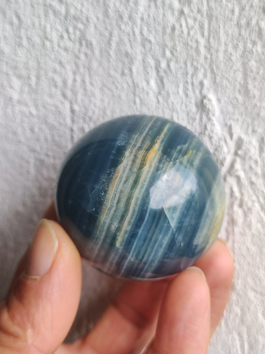 Lemurian Aquatine / Onyx blau / Aragonit Calcit Magische Edelstein Kugel Massage & Deko Sphere Kristall Meditation HIPPIE GOA 1234 - Art of Nature Berlin