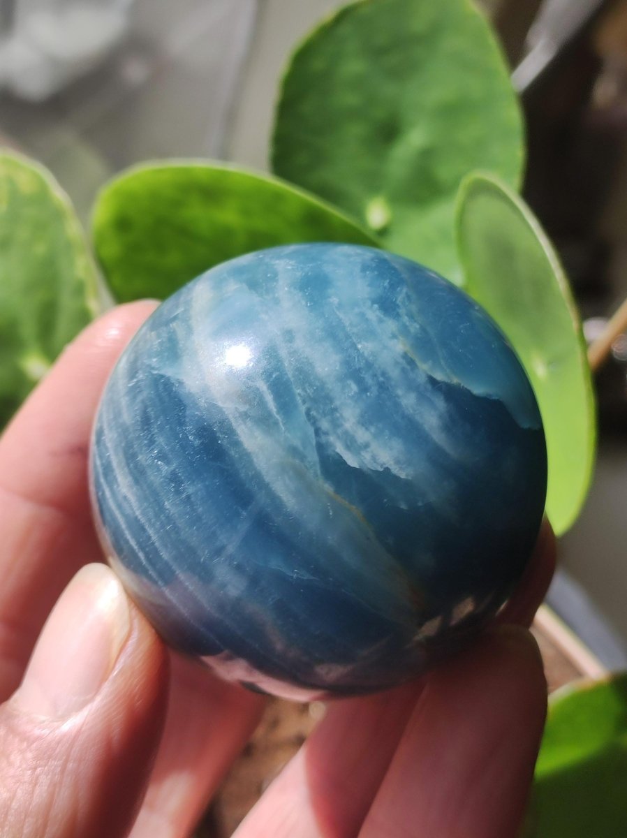 Lemurian Aquatine / Onyx blau / Aragonit Calcit Magische Edelstein Kugel Massage & Deko Sphere Kristall Meditation HIPPIE GOA 1234 - Art of Nature Berlin
