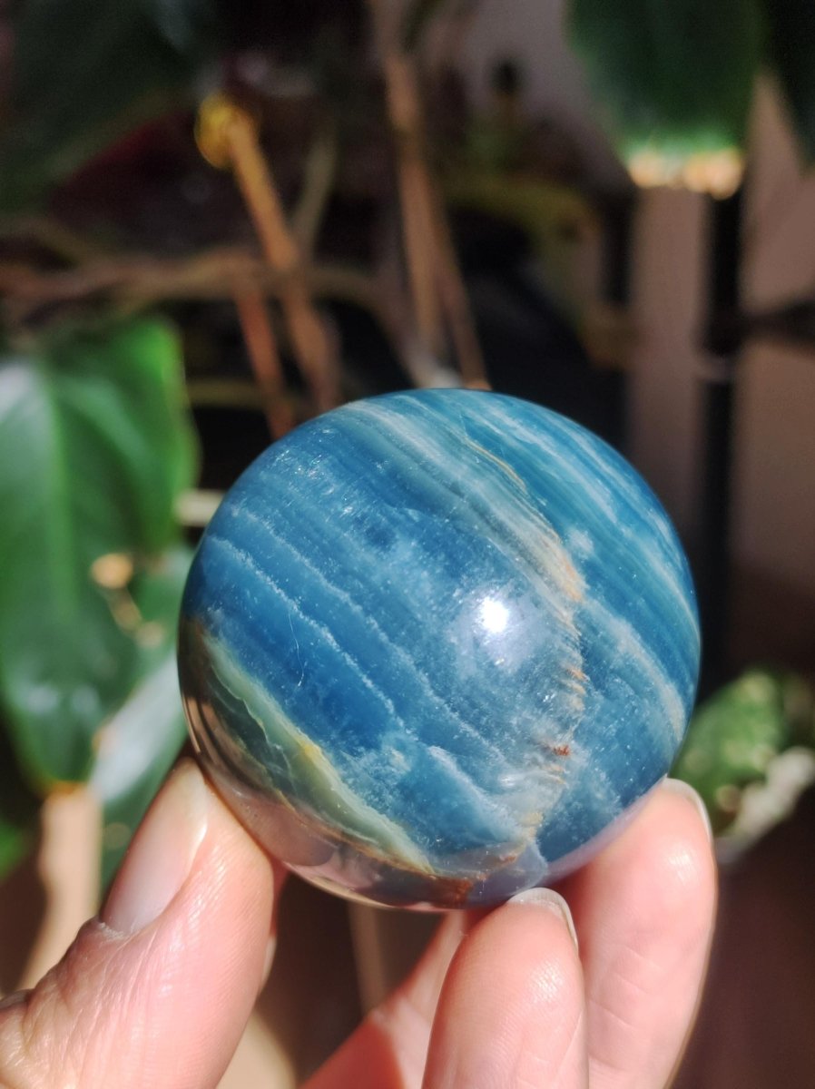 Lemurian Aquatine / Onyx blau / Aragonit Calcit Magische Edelstein Kugel Massage & Deko Sphere Kristall Meditation HIPPIE GOA 1234 - Art of Nature Berlin