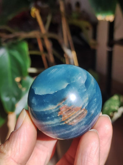 Lemurian Aquatine / Onyx blau / Aragonit Calcit Magische Edelstein Kugel Massage & Deko Sphere Kristall Meditation HIPPIE GOA 1234 - Art of Nature Berlin