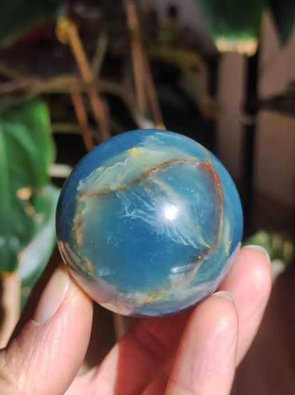 Lemurian Aquatine / Onyx blau / Aragonit Calcit Magische Edelstein Kugel Massage & Deko Sphere Kristall Meditation HIPPIE GOA 1234 - Art of Nature Berlin