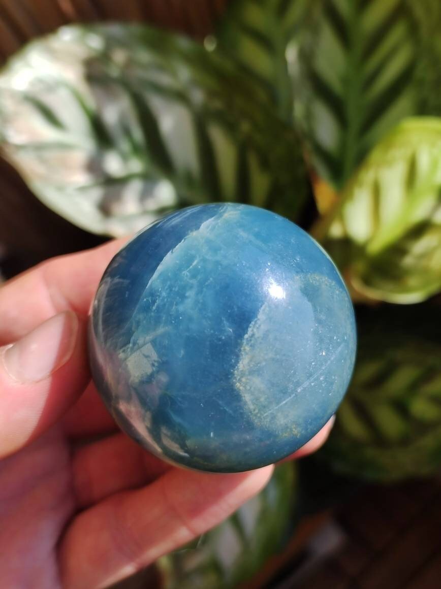 Lemurian Aquatine / Onyx blau / Aragonit Calcit Magische Edelstein Kugel Massage & Deko Sphere Kristall Meditation HIPPIE GOA 1234 - Art of Nature Berlin