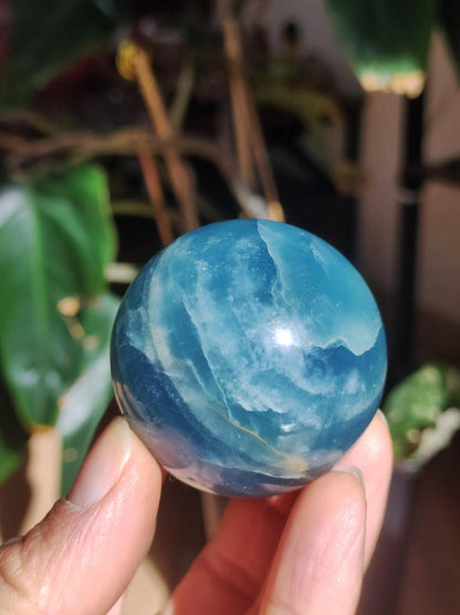 Lemurian Aquatine / Onyx blau / Aragonit Calcit Magische Edelstein Kugel Massage & Deko Sphere Kristall Meditation HIPPIE GOA 1234 - Art of Nature Berlin