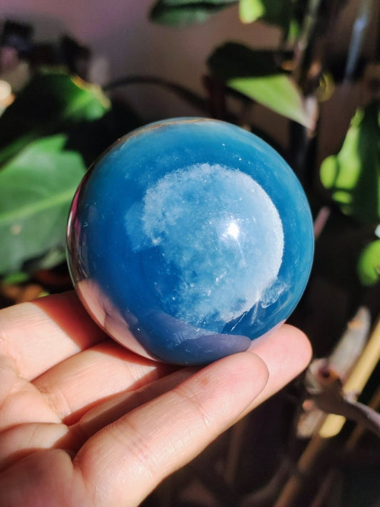 Lemurian Aquatine / Onyx blau / Aragonit Calcit Magische Edelstein Kugel Massage & Deko Sphere Kristall Meditation HIPPIE GOA Heilstein - Art of Nature Berlin