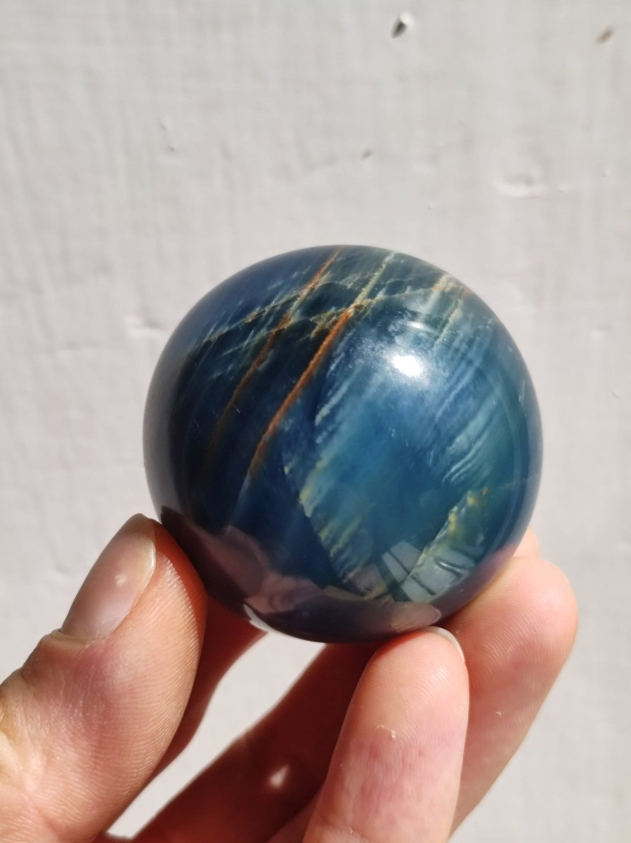 Lemurian Aquatine / Onyx blau / Aragonit Calcit Magische Edelstein Kugel Massage & Deko Sphere Kristall Meditation HIPPIE GOA Heilstein - Art of Nature Berlin