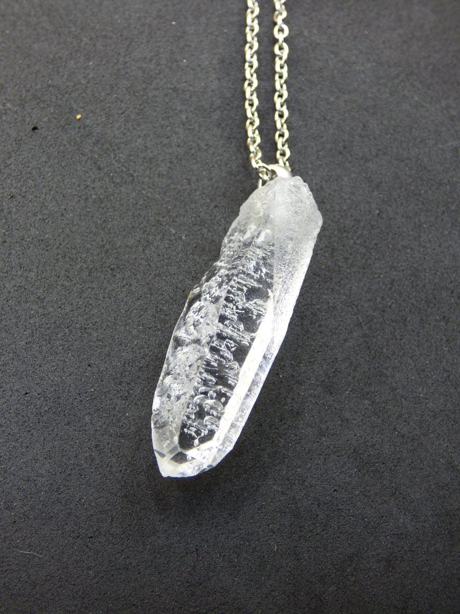 Lemurian Quarz ~ 925 Silber Öse~ Edelstein Kette klar Hippie Goa Boho Tibet Ethno Natur Heilstein Kraft Anhänger Mann Frau Geschenk Rarität - Art of Nature Berlin