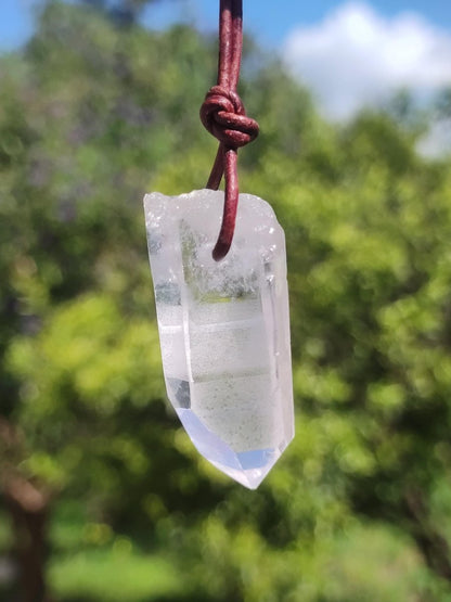 Lemurian Quarz ~ Edelstein Kette klar Hippie Goa Boho Tibet Ethno Natur Heilstein Kraft Anhänger Mann Frau Geschenk Rarität - Art of Nature Berlin