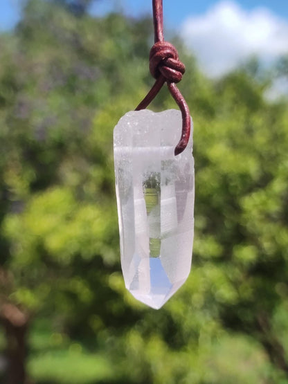 Lemurian Quarz ~ Edelstein Kette klar Hippie Goa Boho Tibet Ethno Natur Heilstein Kraft Anhänger Mann Frau Geschenk Rarität - Art of Nature Berlin