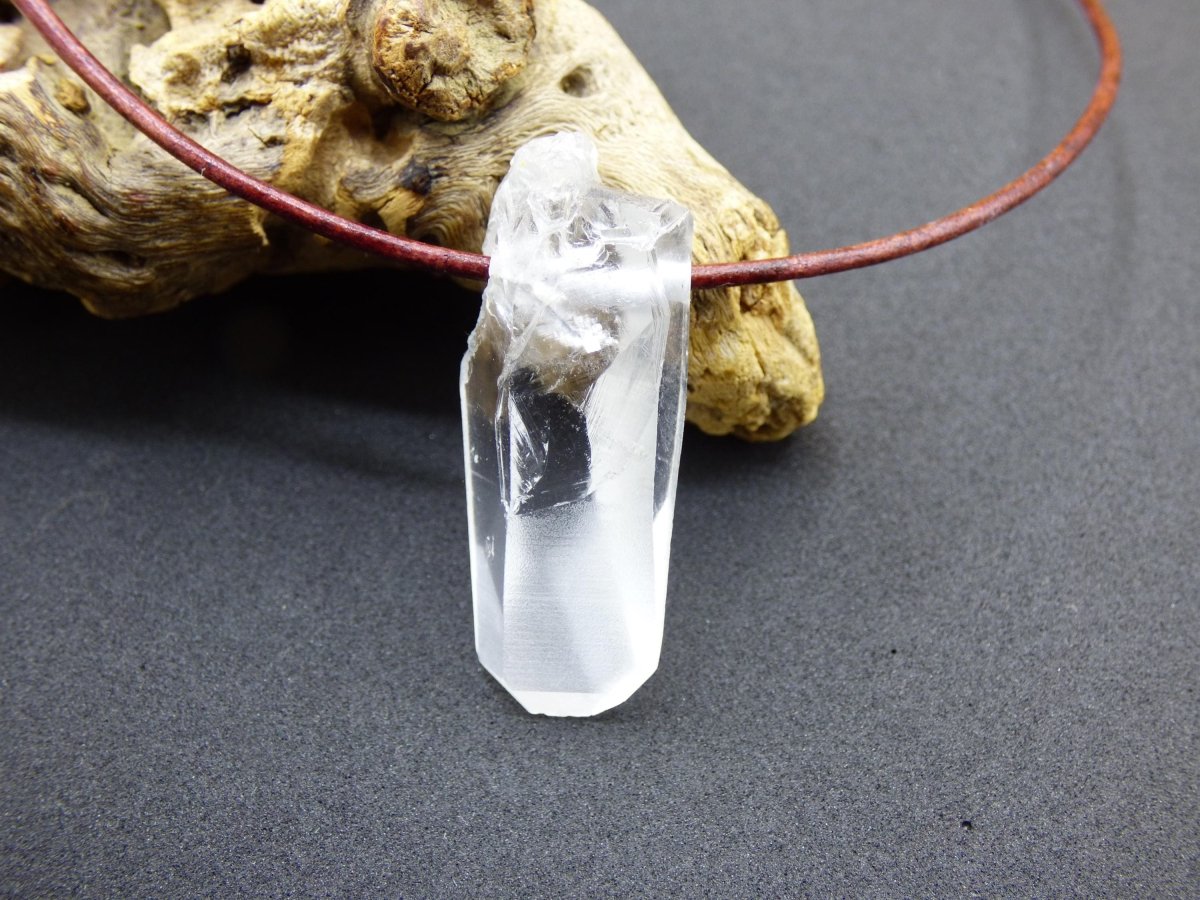Lemurian Quarz ~ Edelstein Kette klar Hippie Goa Boho Tibet Ethno Natur Heilstein Kraft Anhänger Mann Frau Geschenk Rarität - Art of Nature Berlin