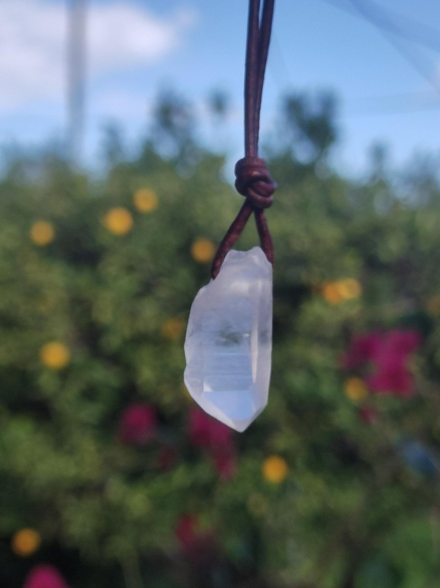 Lemurian Quarz ~ Edelstein Kette klar Hippie Goa Boho Tibet Ethno Natur Heilstein Kraft Anhänger Mann Frau Geschenk Rarität - Art of Nature Berlin