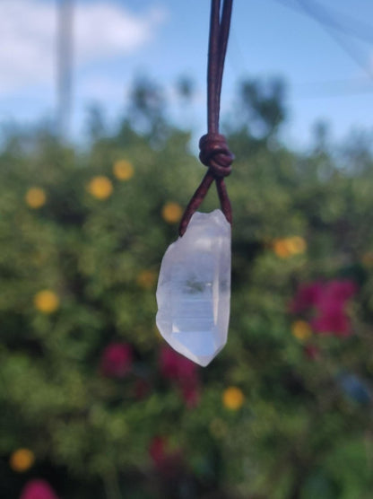 Lemurian Quarz ~ Edelstein Kette klar Hippie Goa Boho Tibet Ethno Natur Heilstein Kraft Anhänger Mann Frau Geschenk Rarität - Art of Nature Berlin