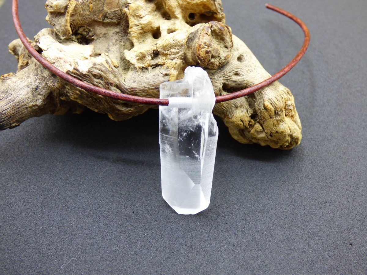Lemurian Quarz ~ Edelstein Kette klar Hippie Goa Boho Tibet Ethno Natur Heilstein Kraft Anhänger Mann Frau Geschenk Rarität - Art of Nature Berlin