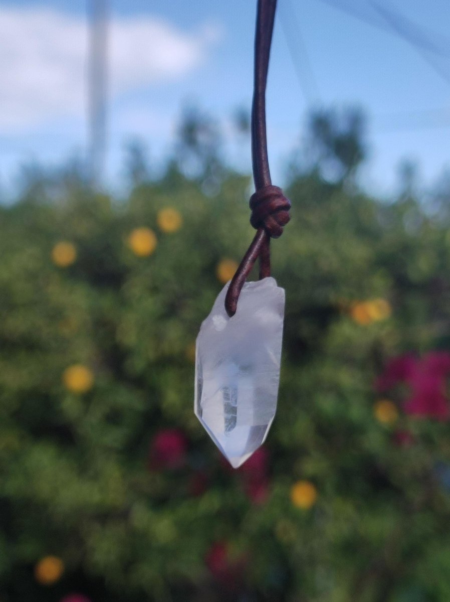 Lemurian Quarz ~ Edelstein Kette klar Hippie Goa Boho Tibet Ethno Natur Heilstein Kraft Anhänger Mann Frau Geschenk Rarität - Art of Nature Berlin