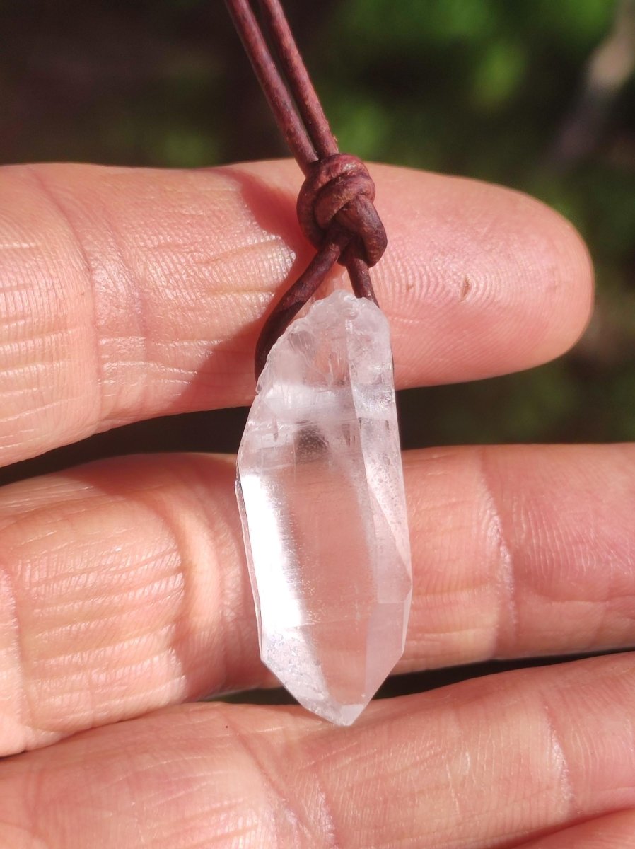 Lemurian Quarz ~ Edelstein Kette klar Hippie Goa Boho Tibet Ethno Natur Heilstein Kraft Anhänger Mann Frau Geschenk Rarität - Art of Nature Berlin