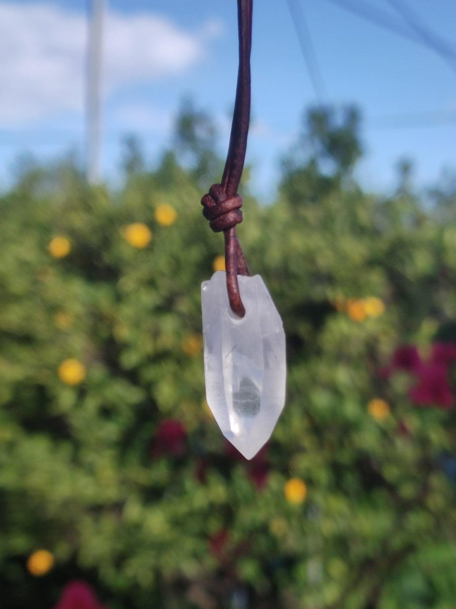 Lemurian Quarz ~ Edelstein Kette klar Hippie Goa Boho Tibet Ethno Natur Heilstein Kraft Anhänger Mann Frau Geschenk Rarität - Art of Nature Berlin