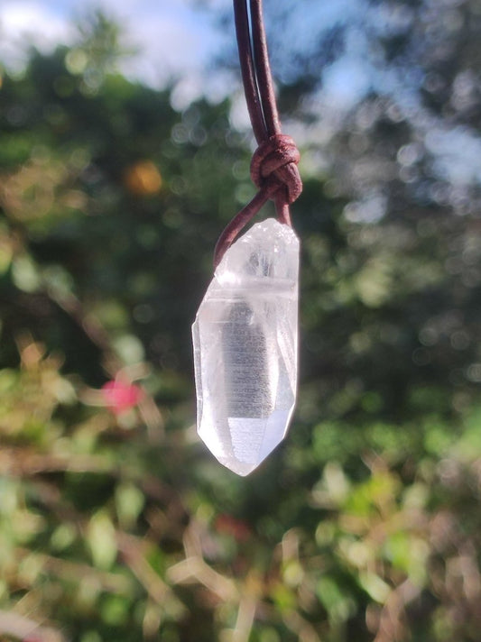 Lemurian Quarz ~ Edelstein Kette klar Hippie Goa Boho Tibet Ethno Natur Heilstein Kraft Anhänger Mann Frau Geschenk Rarität - Art of Nature Berlin