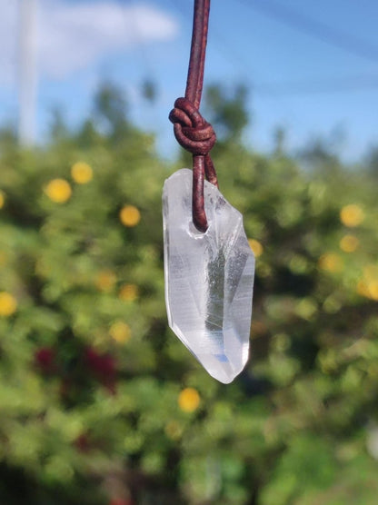 Lemurian Quarz ~ Edelstein Kette klar Hippie Goa Boho Tibet Ethno Natur Heilstein Kraft Anhänger Mann Frau Geschenk Rarität - Art of Nature Berlin