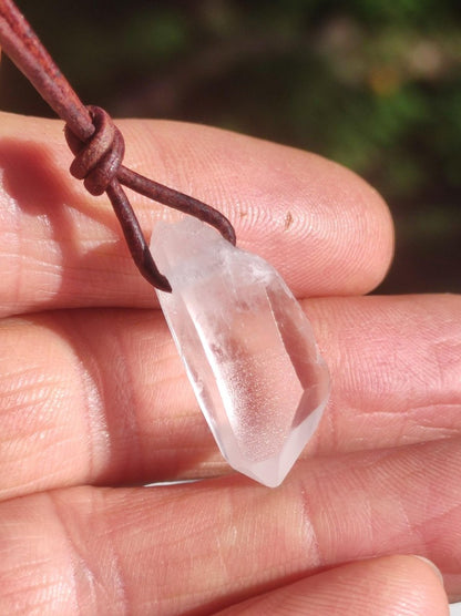 Lemurian Quarz ~ Edelstein Kette klar Hippie Goa Boho Tibet Ethno Natur Heilstein Kraft Anhänger Mann Frau Geschenk Rarität - Art of Nature Berlin
