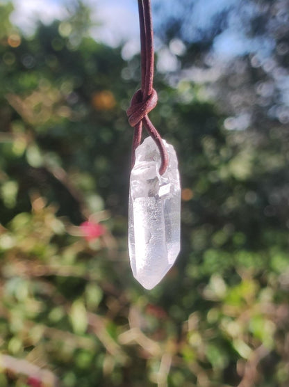 Lemurian Quarz ~ Edelstein Kette klar Hippie Goa Boho Tibet Ethno Natur Heilstein Kraft Anhänger Mann Frau Geschenk Rarität - Art of Nature Berlin
