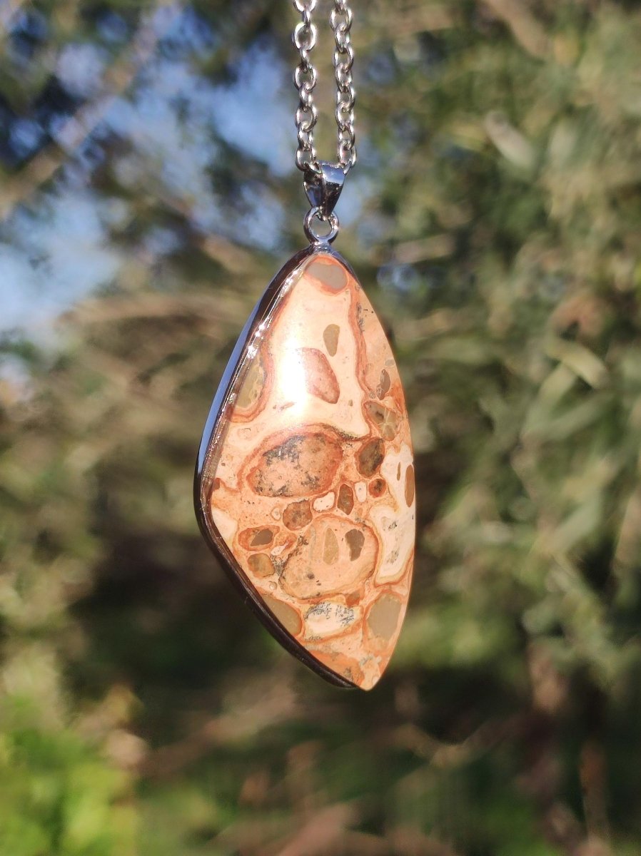 Leoparden Jaspis - 925 Silber Edelstein Kette Heilstein Natur Braun Rarität Edel Mann Frau Geschenk Er Sie Freundin Energie Kraft Ruhe Glück - Art of Nature Berlin