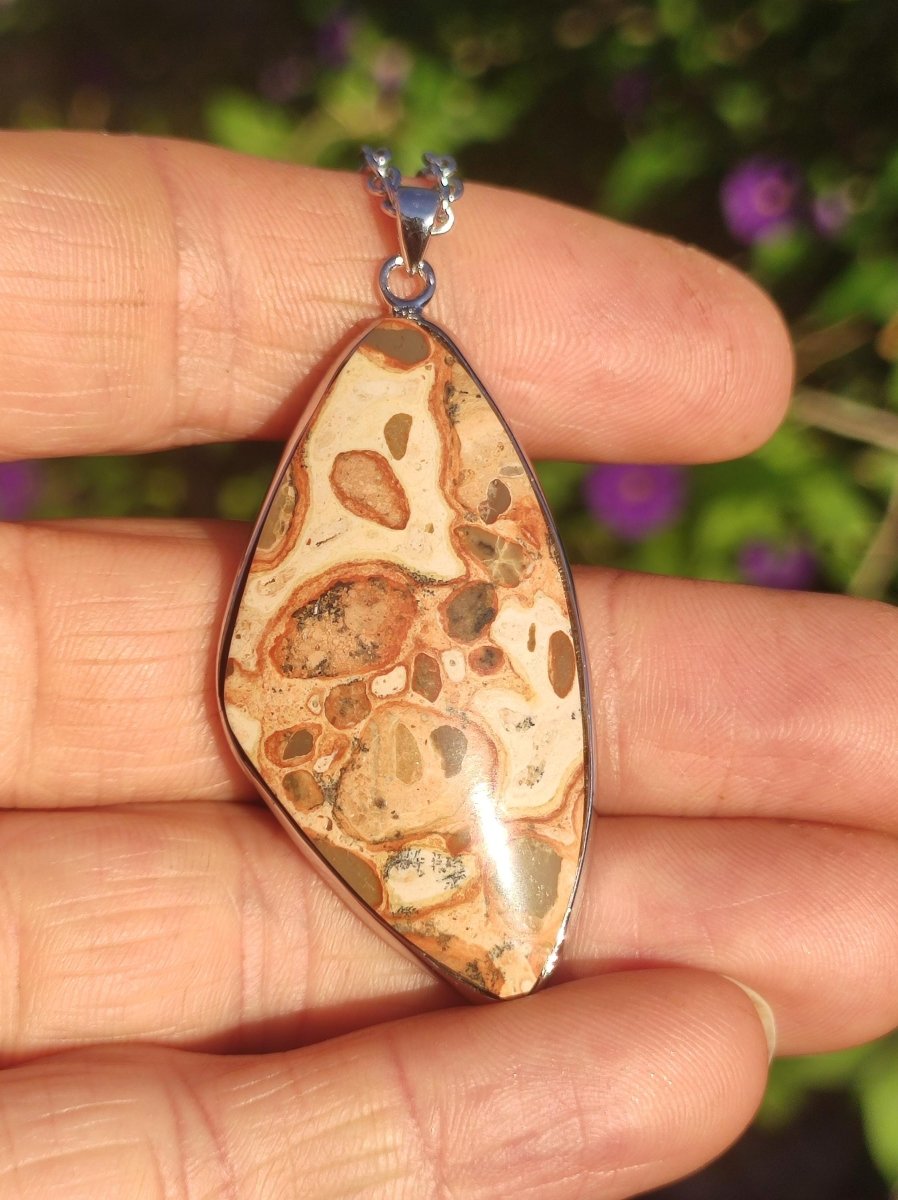 Leoparden Jaspis - 925 Silber Edelstein Kette Heilstein Natur Braun Rarität Edel Mann Frau Geschenk Er Sie Freundin Energie Kraft Ruhe Glück - Art of Nature Berlin