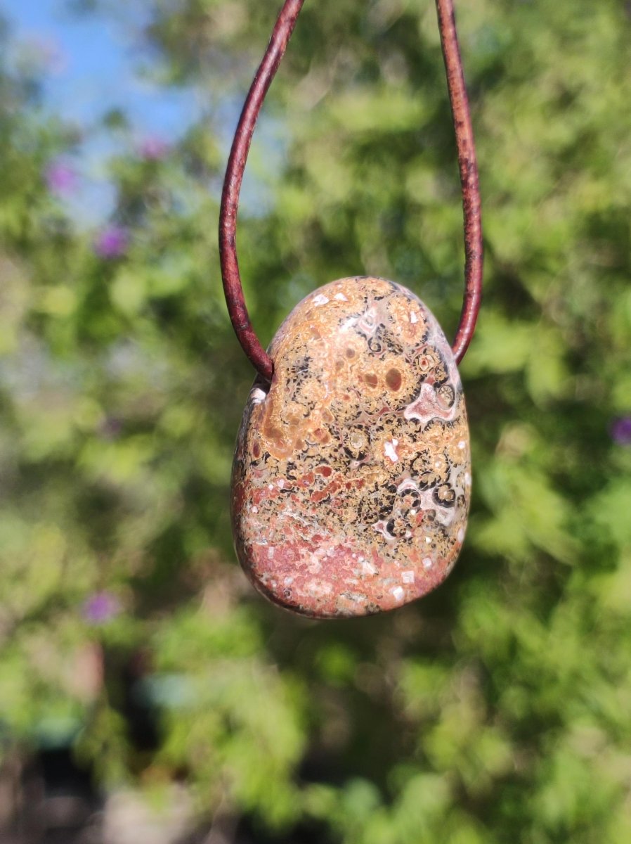 Leoparden Jaspis gelb rot ~ Edelstein Kette Natur Heilstein Mann Frau Glück Schutz HIPPIE Boho Tibet Ethno Rarität Geschenk Er Sie Freundin - Art of Nature Berlin